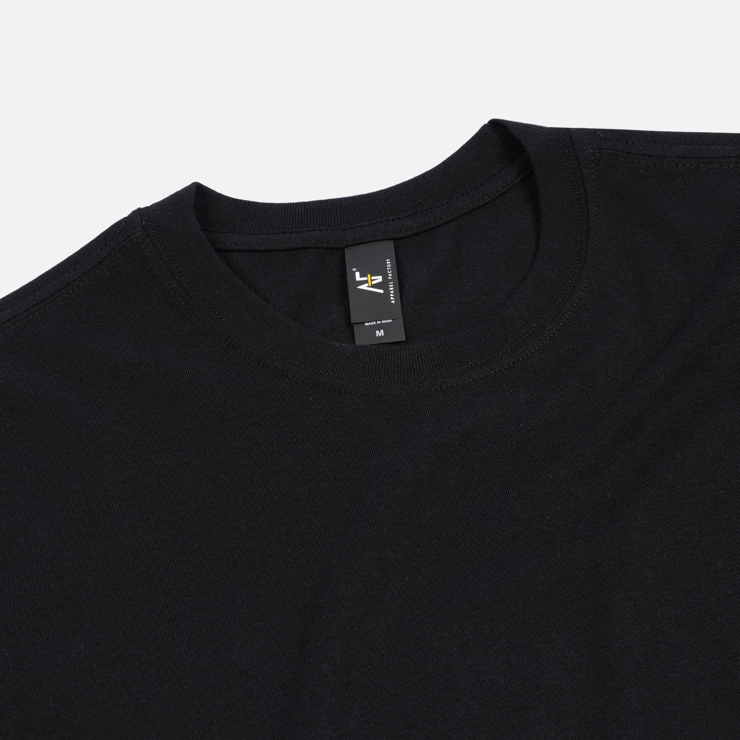 AF810 Black Color CVC Tee Neck Detail Photoshoot. Print Ready. Essential Blank T Shirt USA.