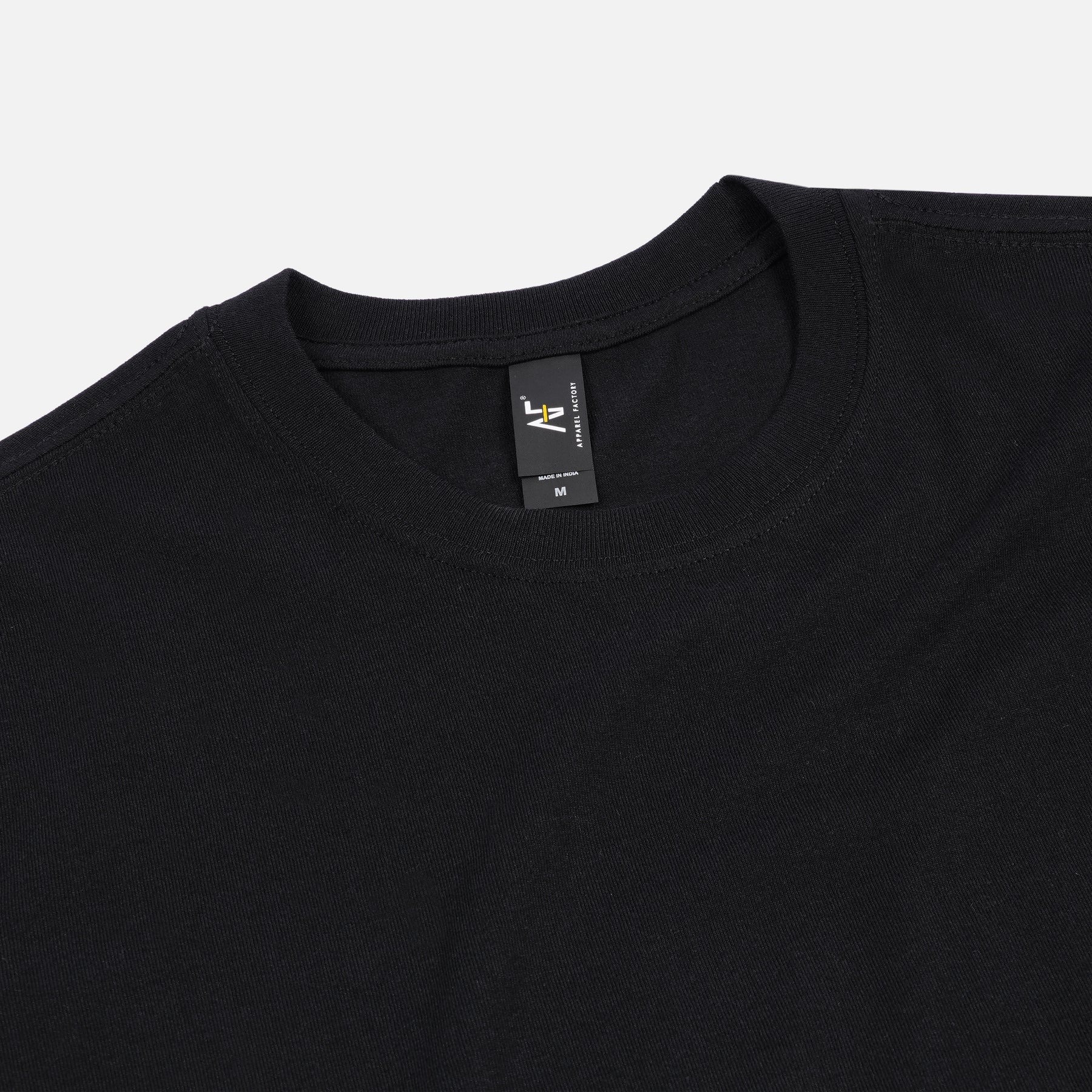 AF810 Black Color CVC Tee Neck Detail Photoshoot. Print Ready. Essential Blank T Shirt USA.