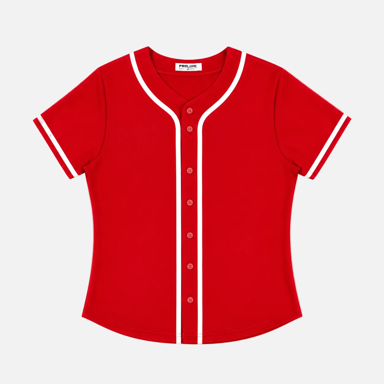 Women Baseball Red baseball jersey with white accents