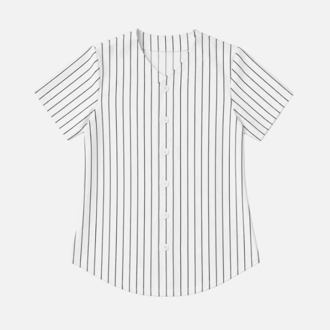 Women Baseball Striped shirt with short sleeves 